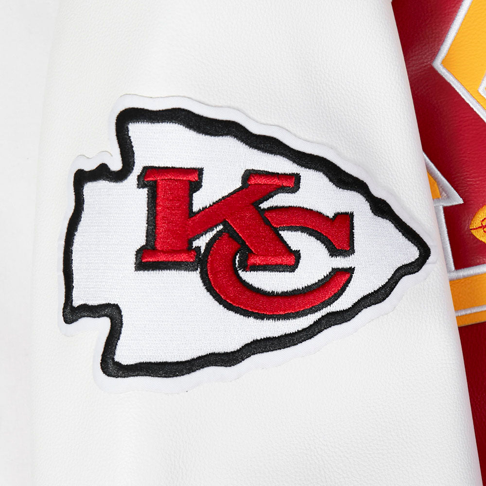 NFL KANSAS CITY CHIEFS BEST OF MEN'S LEATHER VARSITY JACKET (RED/WHITE)