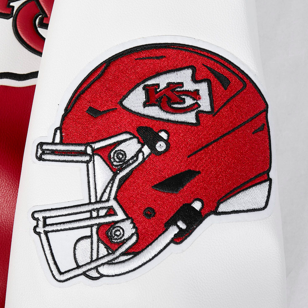 NFL KANSAS CITY CHIEFS BEST OF MEN'S LEATHER VARSITY JACKET (RED/WHITE)