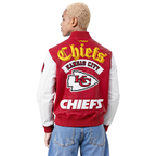 NFL KANSAS CITY CHIEFS BEST OF MEN'S LEATHER VARSITY JACKET (RED/WHITE)