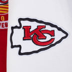 NFL KANSAS CITY CHIEFS TEAM BADGE BLOUSON COLLÉGIAL EN LAINE À BORDS CÔTELÉS POUR HOMME (ROUGE/BLANC)
