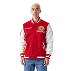 NFL KANSAS CITY CHIEFS TEAM BADGE BLOUSON COLLÉGIAL EN LAINE À BORDS CÔTELÉS POUR HOMME (ROUGE/BLANC)