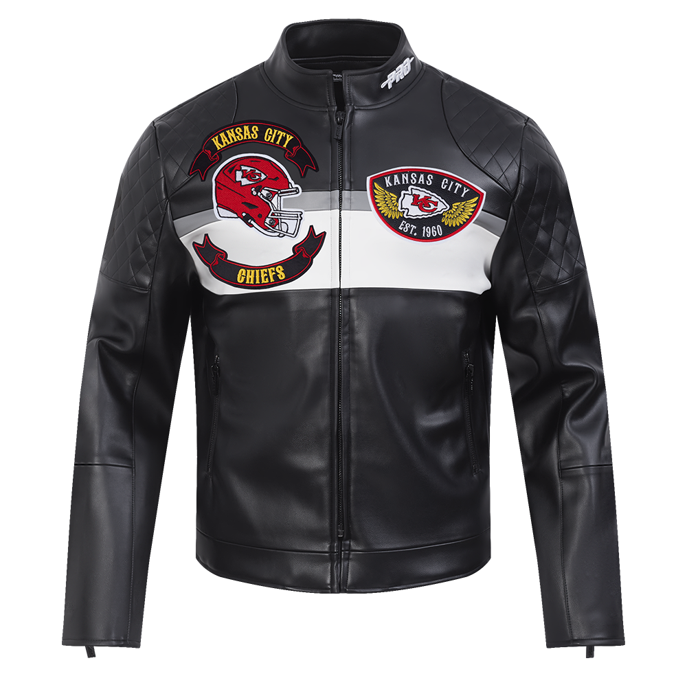 NFL KANSAS CITY CHIEFS BORN FOR SPORT BLOUSON MOTO POUR HOMME (NOIR/BLANC)