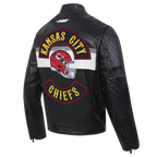 NFL KANSAS CITY CHIEFS BORN FOR SPORT BLOUSON MOTO POUR HOMME (NOIR/BLANC)