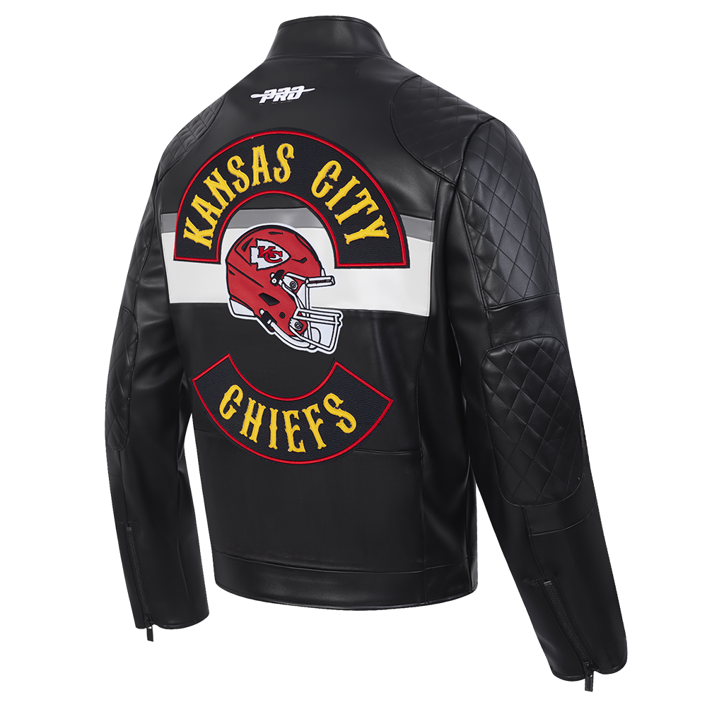 NFL KANSAS CITY CHIEFS BORN FOR SPORT BLOUSON MOTO POUR HOMME (NOIR/BLANC)