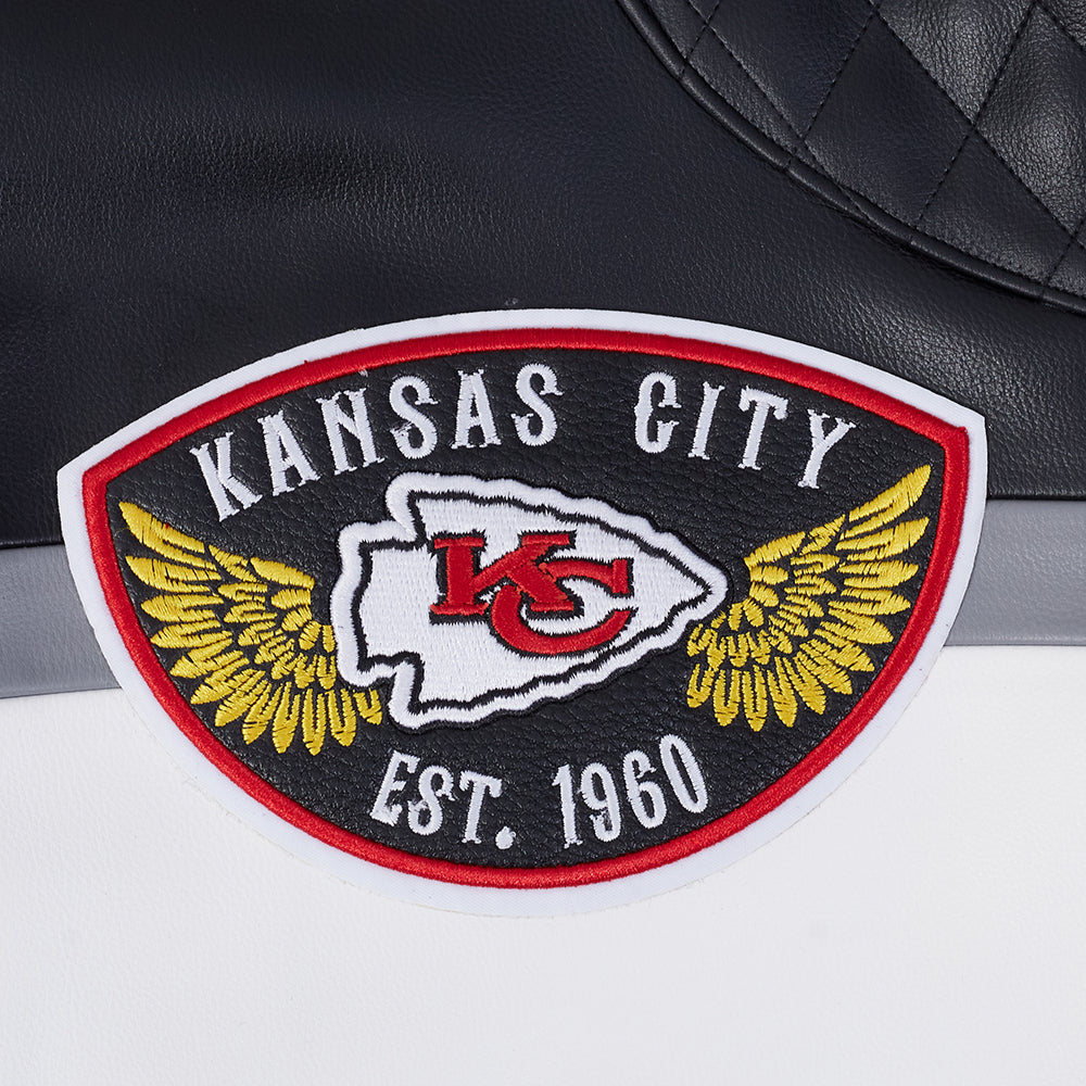 NFL KANSAS CITY CHIEFS BORN FOR SPORT BLOUSON MOTO POUR HOMME (NOIR/BLANC)