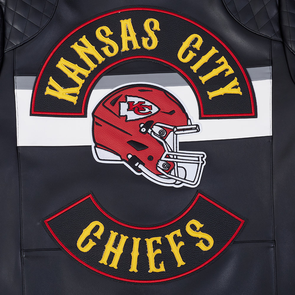 NFL KANSAS CITY CHIEFS BORN FOR SPORT BLOUSON MOTO POUR HOMME (NOIR/BLANC)