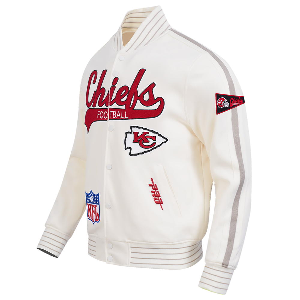 NFL KANSAS CITY CHIEFS PRO GAME DAY RETRO JACKET (EGGSHELL/TAUPE/EGGSHELL)