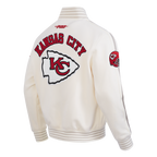 NFL KANSAS CITY CHIEFS PRO GAME DAY RETRO JACKET (EGGSHELL/TAUPE/EGGSHELL)