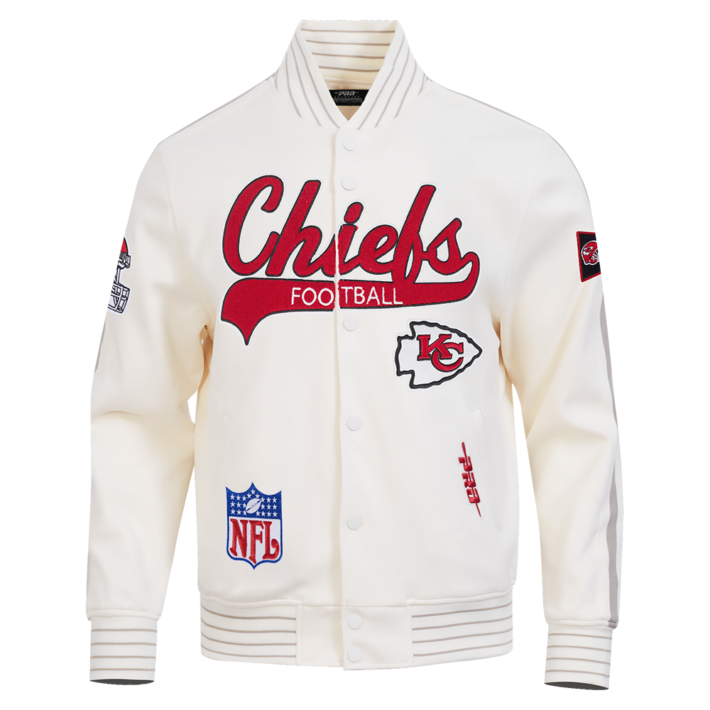 NFL KANSAS CITY CHIEFS PRO GAME DAY RETRO JACKET (EGGSHELL/TAUPE/EGGSHELL)