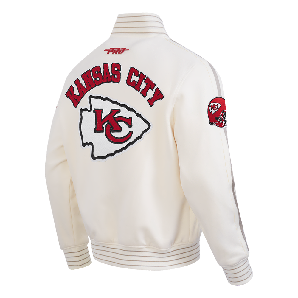 NFL KANSAS CITY CHIEFS PRO GAME DAY RETRO JACKET (EGGSHELL/TAUPE/EGGSHELL)