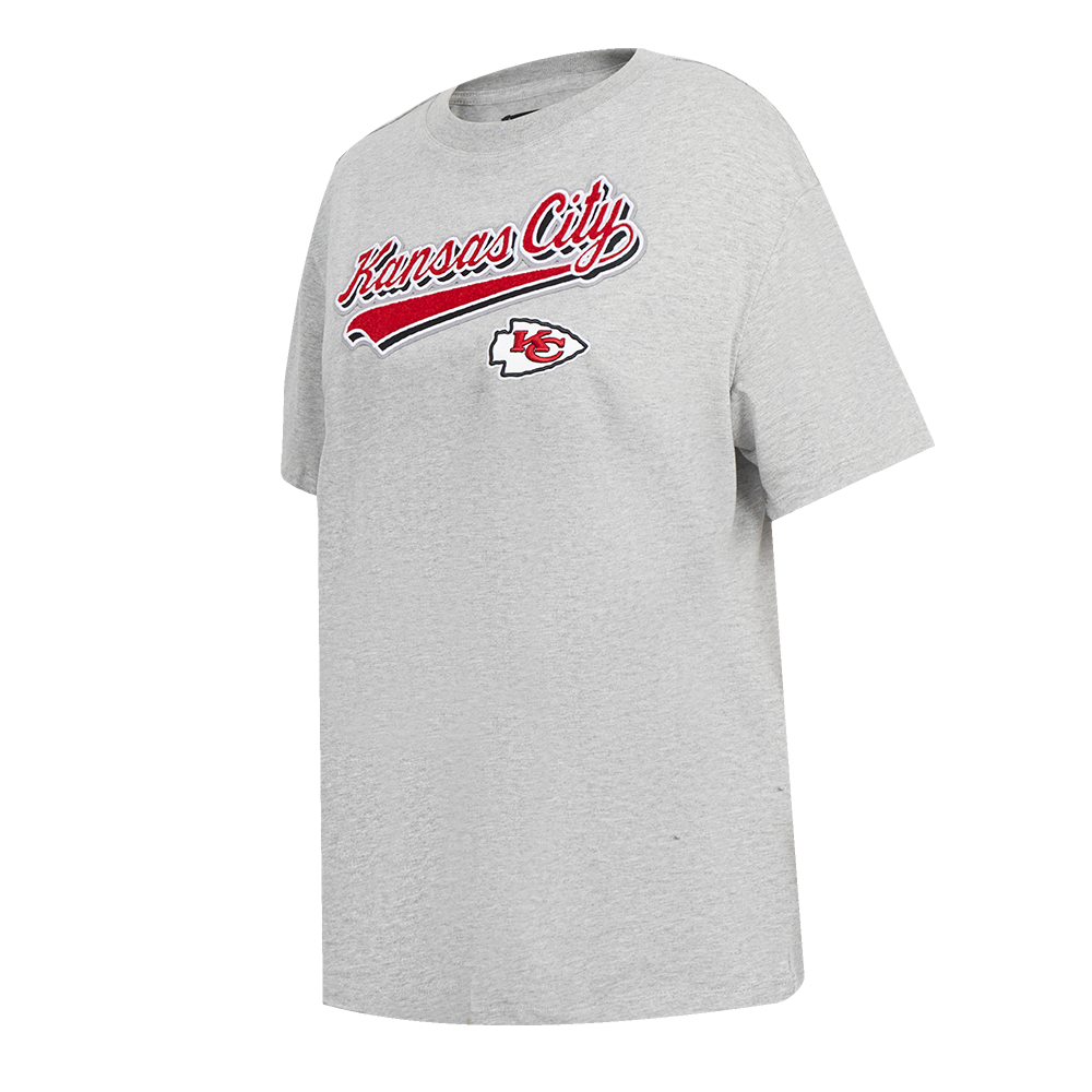 NFL KANSAS CITY CHIEFS SCRIPT TAIL WOMEN'S BOYFRIEND TEE (HEATHER GREY)