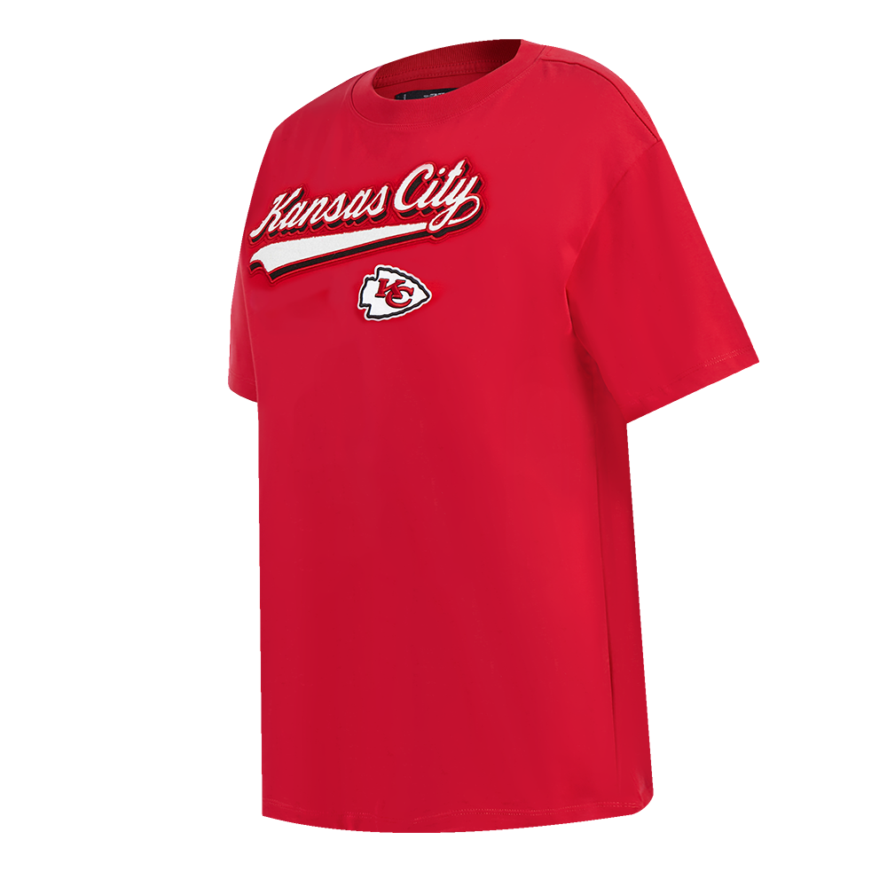 NFL KANSAS CITY CHIEFS SCRIPT TAIL WOMEN'S BOYFRIEND TEE (RED)