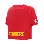 NFL KANSAS CITY CHIEFS PATRICK MAHOMES #15 CLASSIC PNN T-SHIRT EN JERSEY SIMPLE À COUPE CARRÉE POUR FEMME (ROUGE)