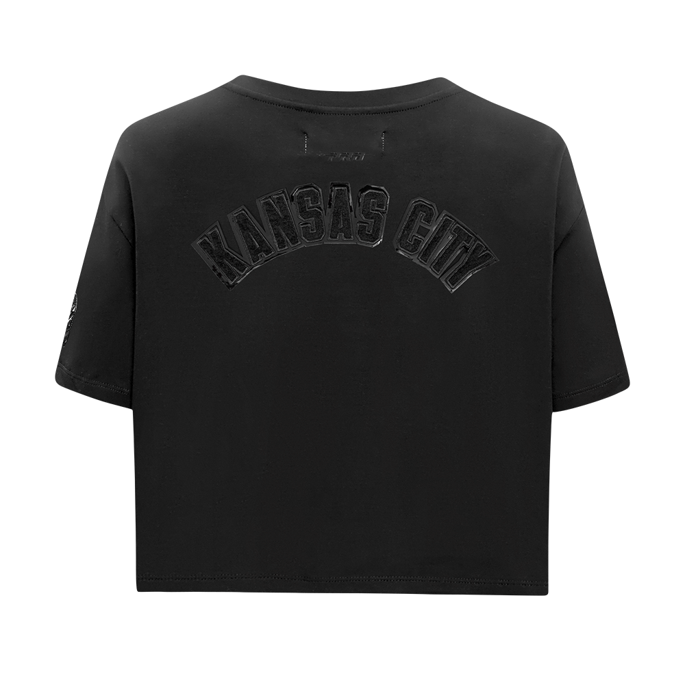 NFL KANSAS CITY CHIEFS TRIPLE BLACK WOMEN'S SINGLE JERSEY BOXY TEE (TRIPLE BLACK)