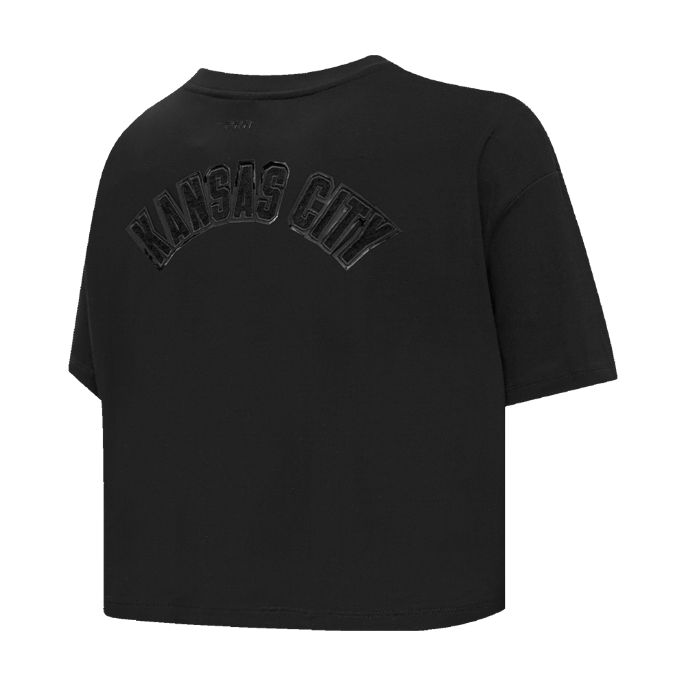 NFL KANSAS CITY CHIEFS TRIPLE BLACK WOMEN'S SINGLE JERSEY BOXY TEE (TRIPLE BLACK)