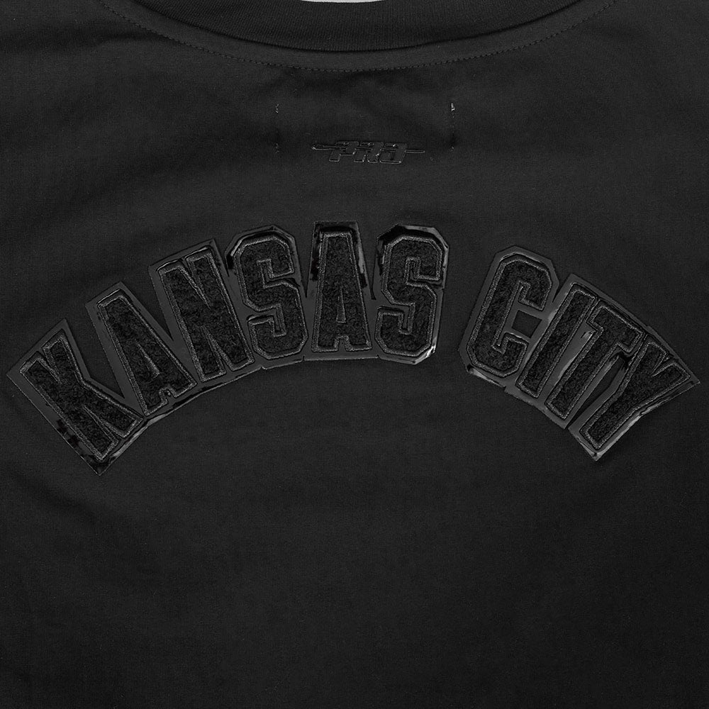 NFL KANSAS CITY CHIEFS TRIPLE BLACK WOMEN'S SINGLE JERSEY BOXY TEE (TRIPLE BLACK)