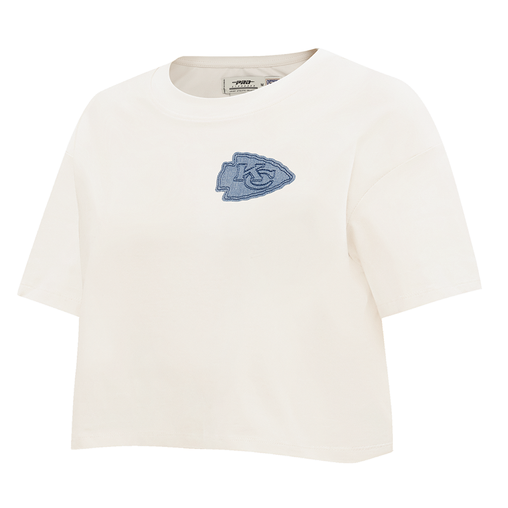 NFL KANSAS CITY CHIEFS VARSITY BLUES WOMEN'S BOXY TEE (LINEN)