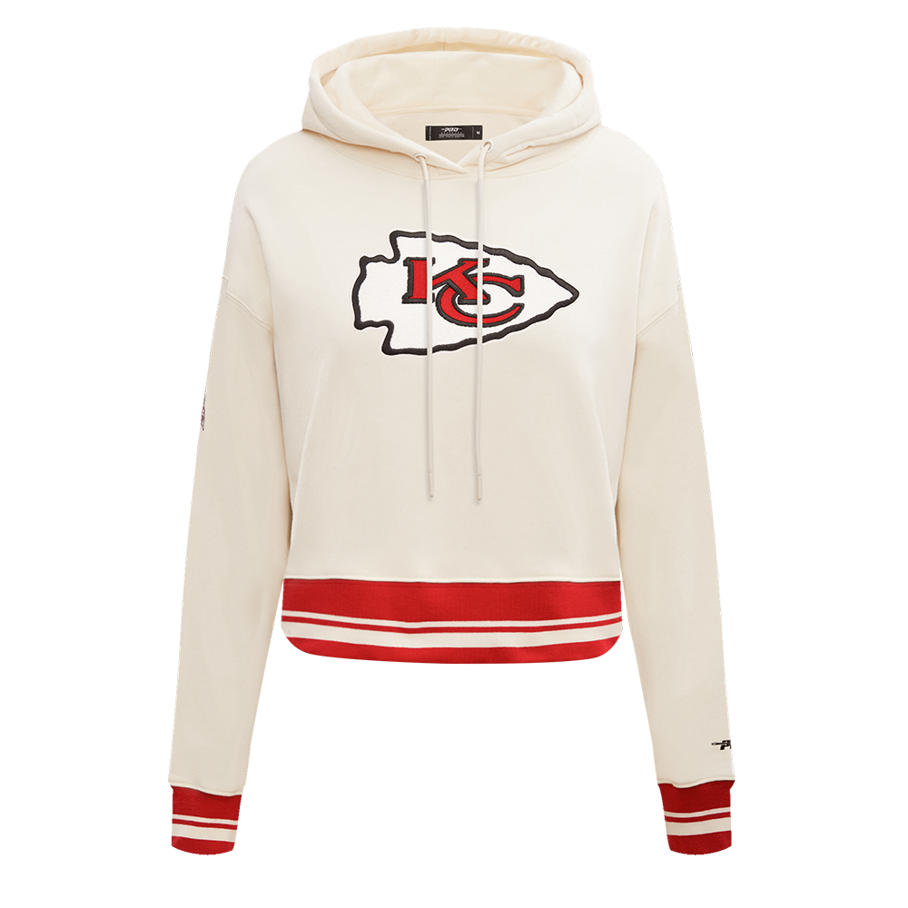 NFL KANSAS CITY CHIEFS RETRO CLASSIC CHANDAIL À CAPUCHON COURT CÔTELÉ POUR FEMME (COQUILLE D'ŒUF/ROUGE)