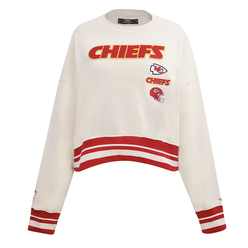 NFL KANSAS CITY CHIEFS RETRO CLASSIC CHANDAIL À COL ROND CÔTELÉ POUR FEMME (COQUILLE D'ŒUF/ROUGE)