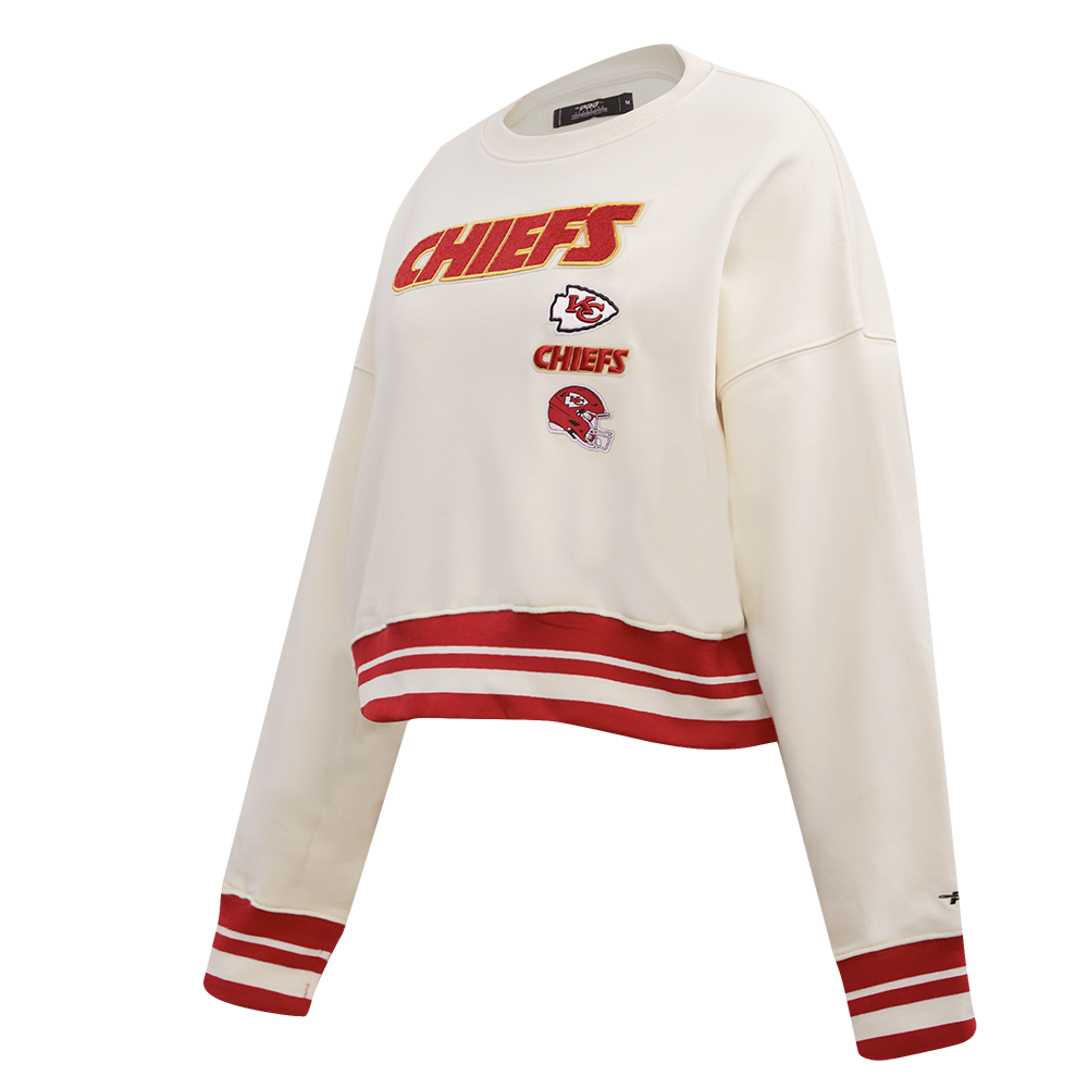 NFL KANSAS CITY CHIEFS RETRO CLASSIC WOMEN'S RIB CREWNECK (EGGSHELL/ RED)