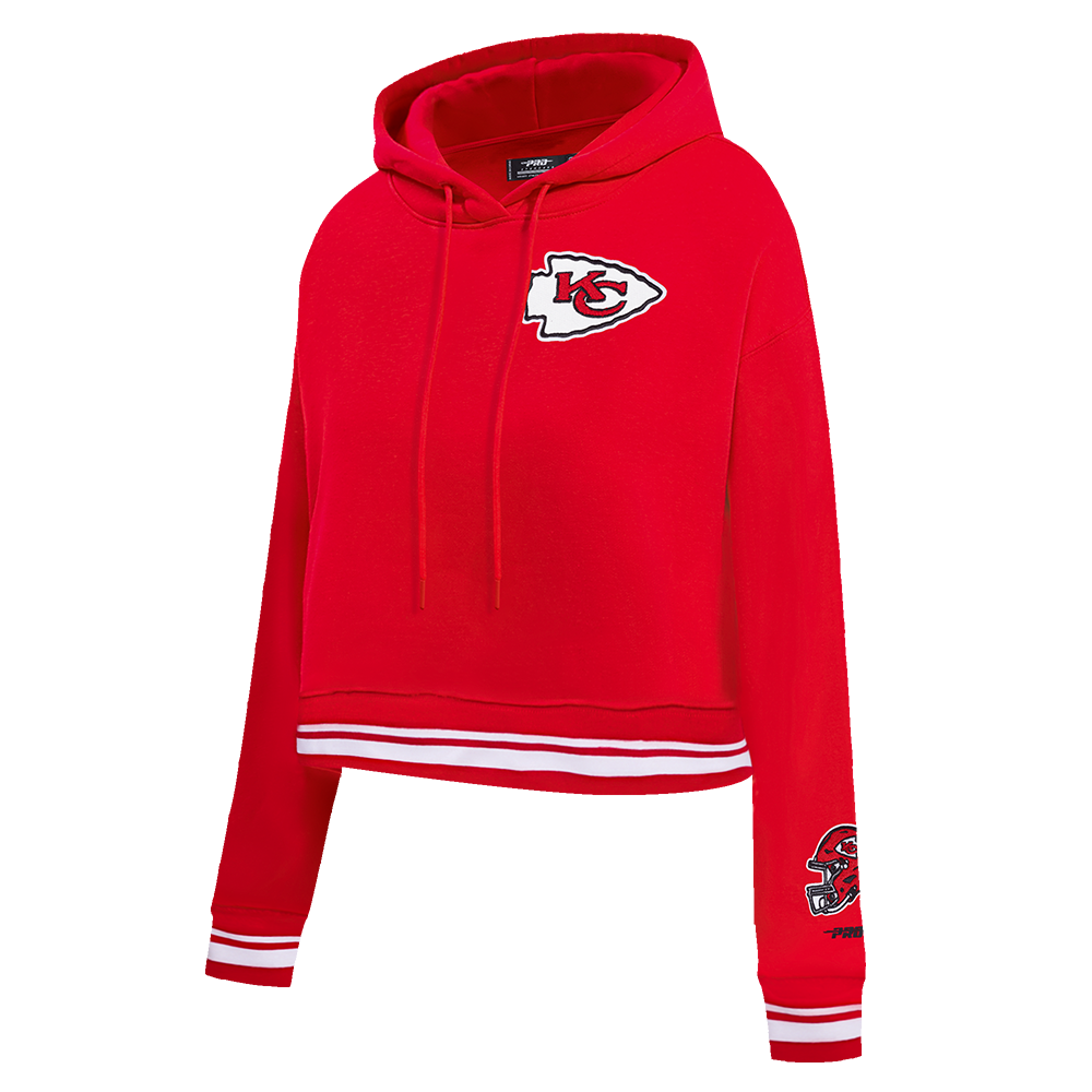 NFL KANSAS CITY CHIEFS MASHUP WOMEN'S RIB CROPPED PO HOODIE (RED)