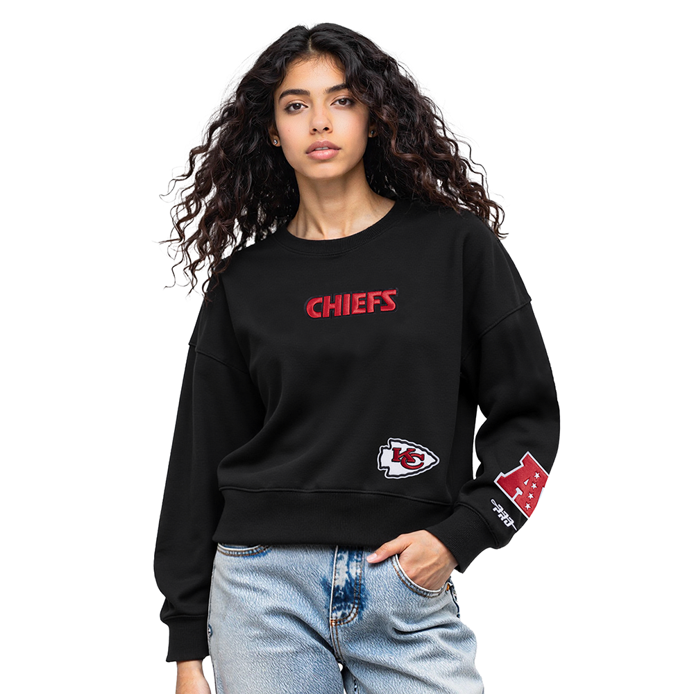 NFL KANSAS CITY CHIEFS WINGSPAN CHANDAIL À COL ROND EN MOLLETON POUR FEMME (NOIR)