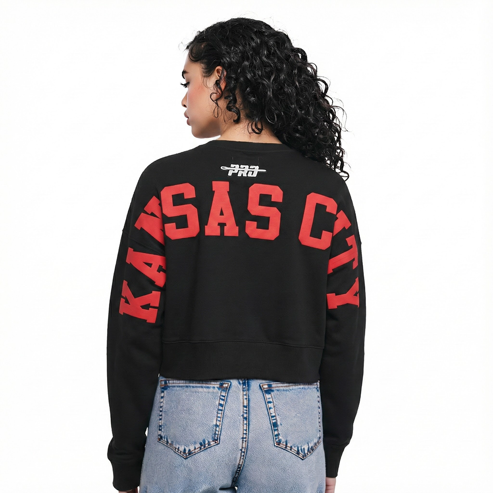 NFL KANSAS CITY CHIEFS WINGSPAN CHANDAIL À COL ROND EN MOLLETON POUR FEMME (NOIR)