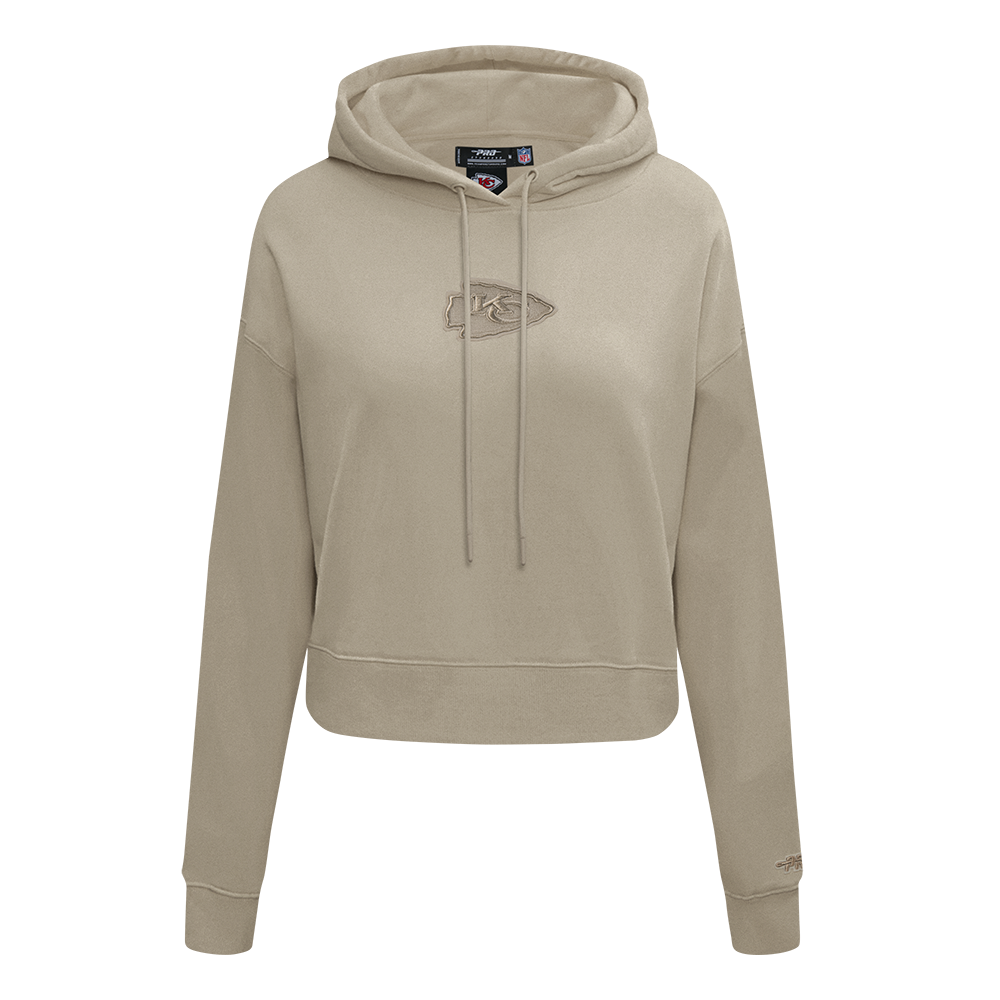 NFL KANSAS CITY CHIEFS WINGSPAN WOMEN'S FLC CROPPED PO HOODIE (TAUPE)