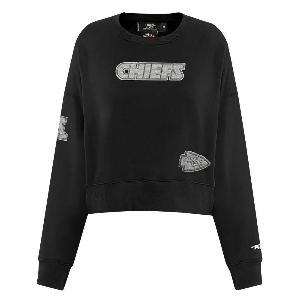NFL KANSAS CITY CHIEFS REVERSE FRENCH TERRY WOMEN'S FLEECE CREWNECK (BLACK)