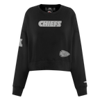 NFL KANSAS CITY CHIEFS REVERSE FRENCH TERRY WOMEN'S FLEECE CREWNECK (BLACK)