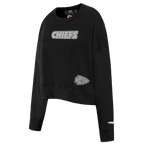NFL KANSAS CITY CHIEFS REVERSE FRENCH TERRY WOMEN'S FLEECE CREWNECK (BLACK)