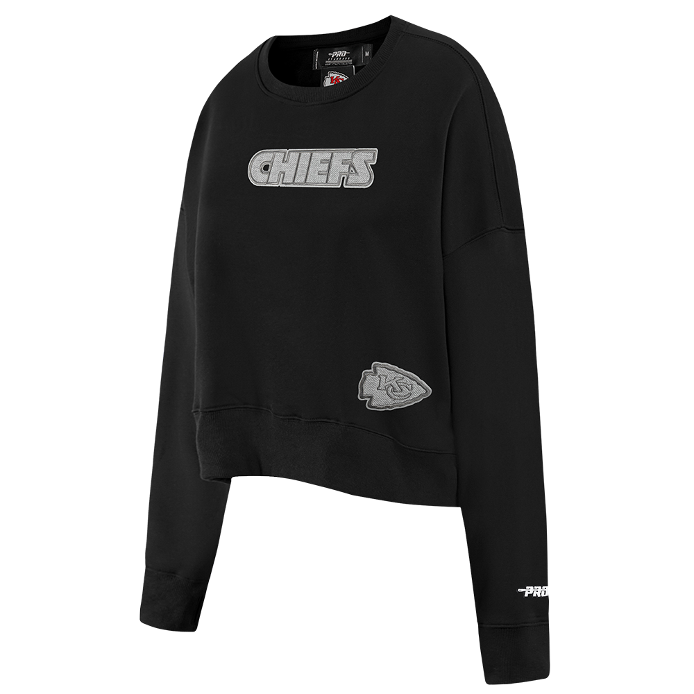 NFL KANSAS CITY CHIEFS REVERSE FRENCH TERRY WOMEN'S FLEECE CREWNECK (BLACK)
