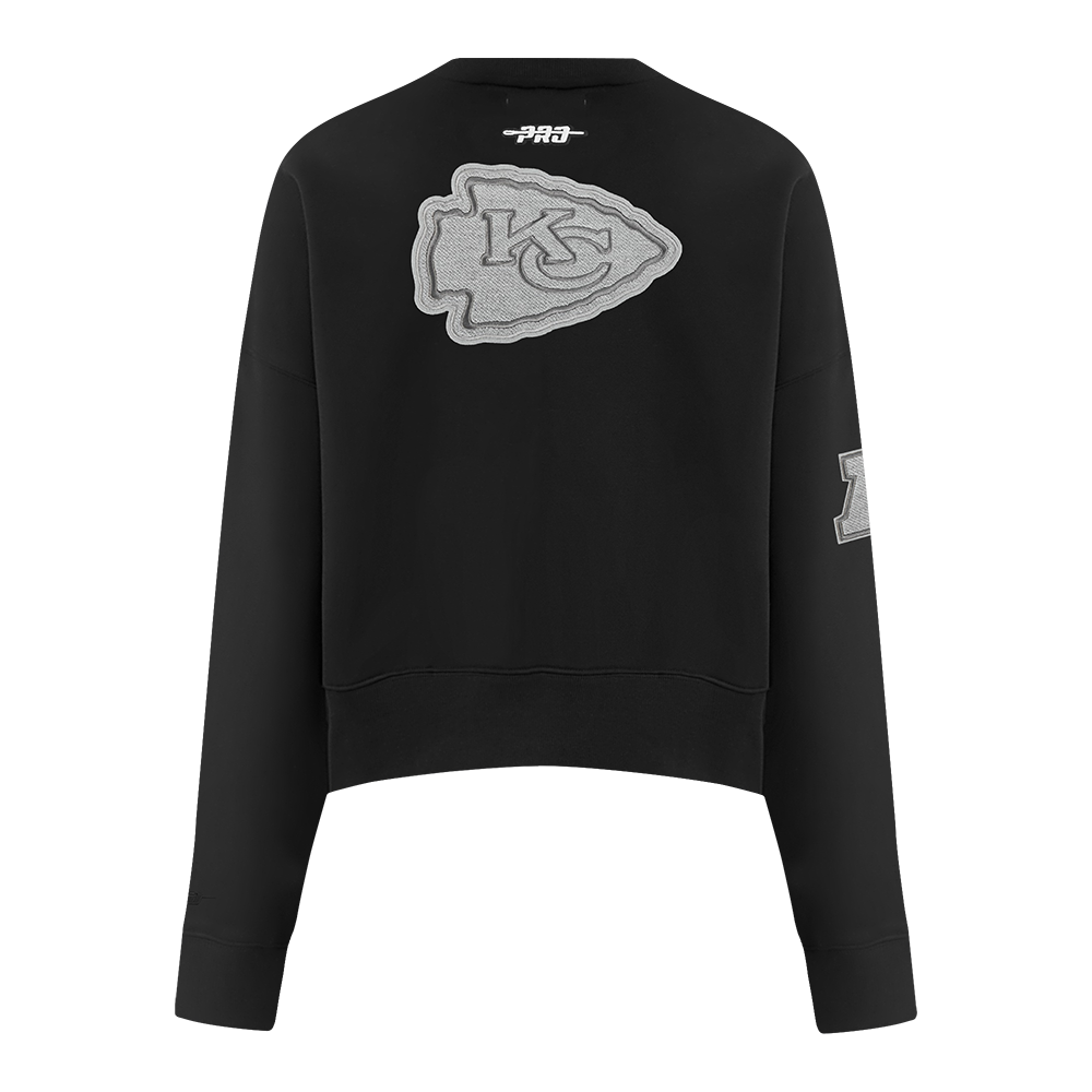 NFL KANSAS CITY CHIEFS REVERSE FRENCH TERRY WOMEN'S FLEECE CREWNECK (BLACK)