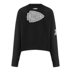 NFL KANSAS CITY CHIEFS REVERSE FRENCH TERRY WOMEN'S FLEECE CREWNECK (BLACK)