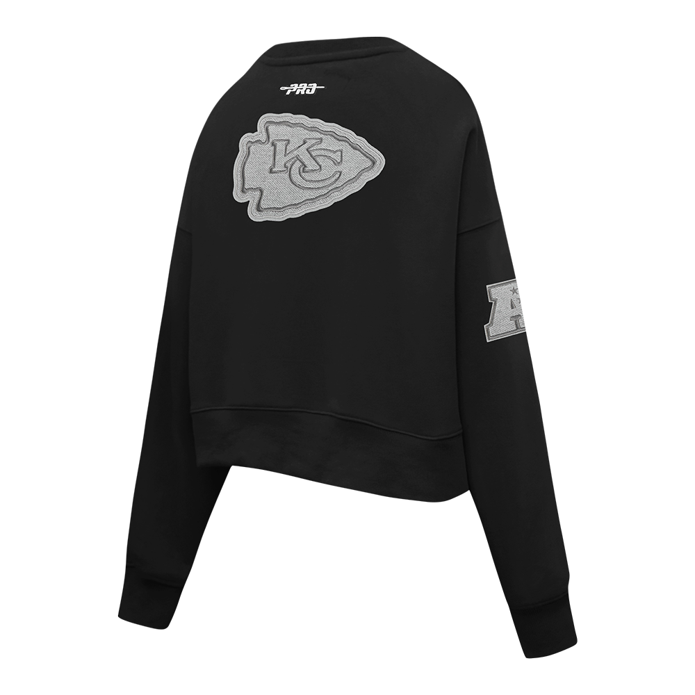 NFL KANSAS CITY CHIEFS REVERSE FRENCH TERRY WOMEN'S FLEECE CREWNECK (BLACK)