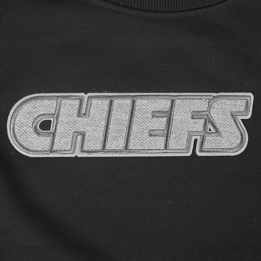 NFL KANSAS CITY CHIEFS REVERSE FRENCH TERRY WOMEN'S FLEECE CREWNECK (BLACK)
