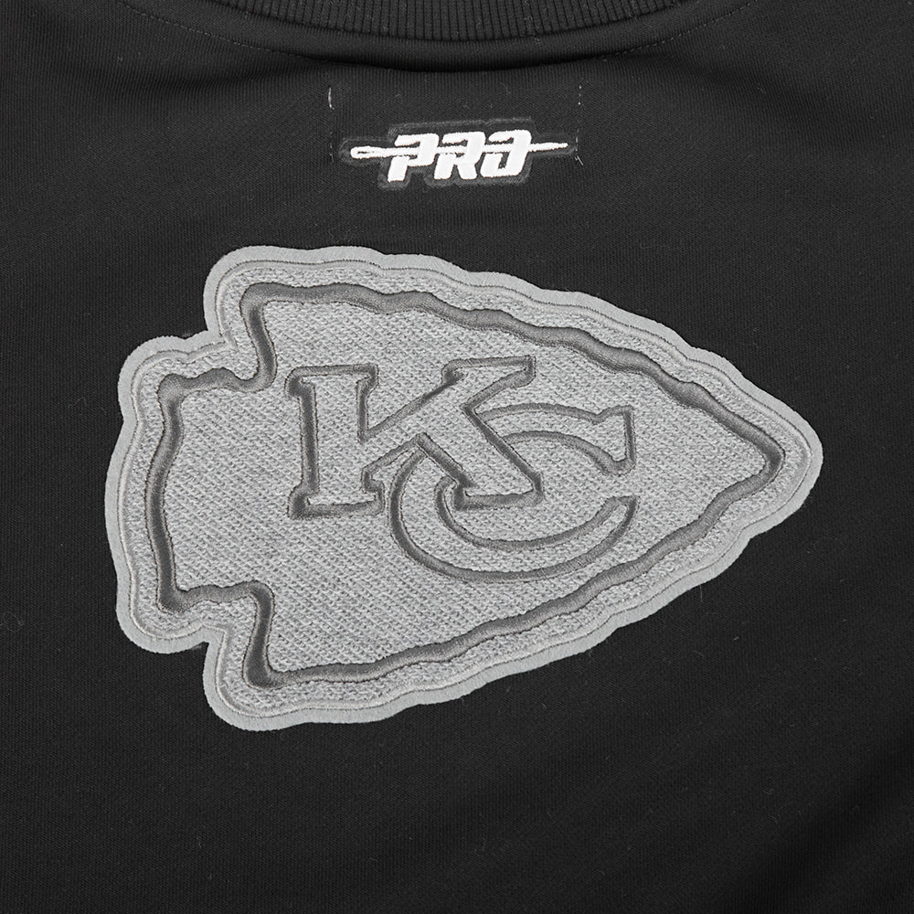 NFL KANSAS CITY CHIEFS REVERSE FRENCH TERRY WOMEN'S FLEECE CREWNECK (BLACK)