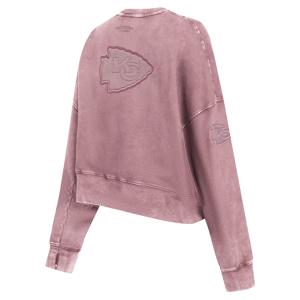 NFL KANSAS CITY CHIEFS WASHED CLASSIC CHANDAIL À COL ROND EN MOLLETON FRANÇAIS DÉLAVÉ À L'ENZYME POUR FEMME (MAUVE DÉLAVÉ)
