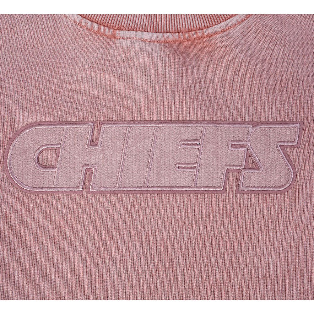 NFL KANSAS CITY CHIEFS WASHED CLASSIC CHANDAIL À COL ROND EN MOLLETON FRANÇAIS DÉLAVÉ À L'ENZYME POUR FEMME (MAUVE DÉLAVÉ)