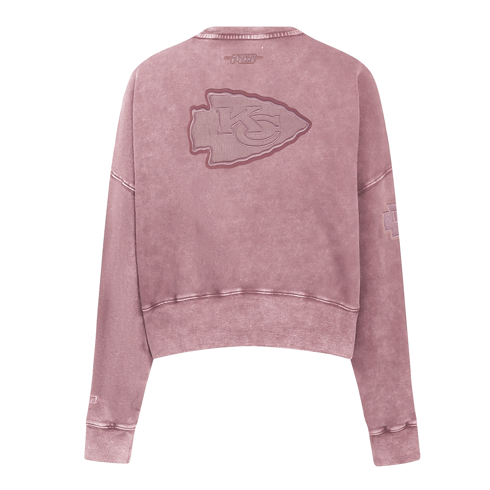 NFL KANSAS CITY CHIEFS WASHED CLASSIC CHANDAIL À COL ROND EN MOLLETON FRANÇAIS DÉLAVÉ À L'ENZYME POUR FEMME (MAUVE DÉLAVÉ)