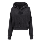 NFL KANSAS CITY CHIEFS WASHED CLASSIC WOMEN'S CROPPED PULLOVER HOODIE (WASHED BLACK)