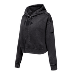 NFL KANSAS CITY CHIEFS WASHED CLASSIC WOMEN'S CROPPED PULLOVER HOODIE (WASHED BLACK)