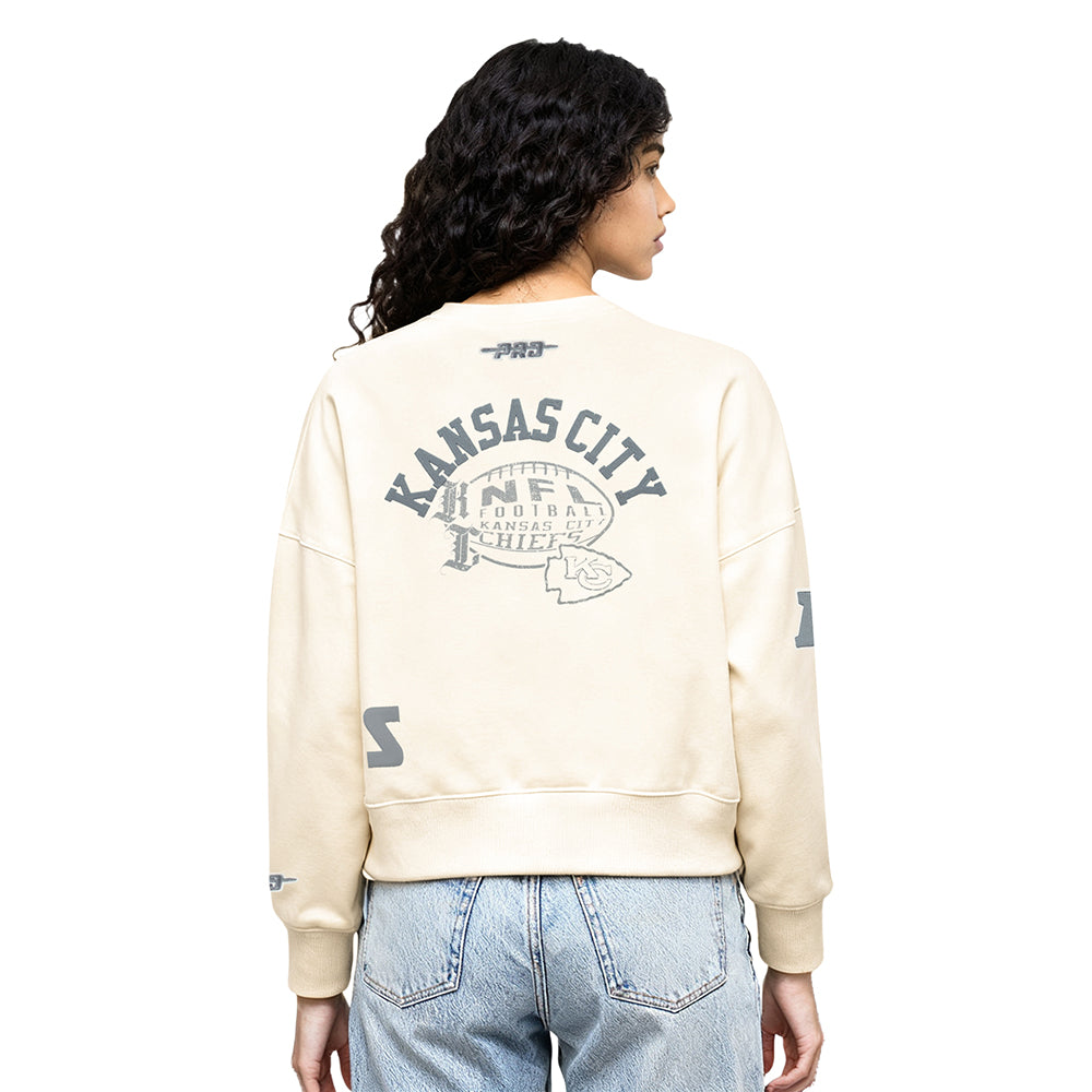NFL KANSAS CITY CHIEFS STREET TEAM CHANDAIL À COL ROND EN MOLLETON POUR FEMME (COQUILLE D'ŒUF)