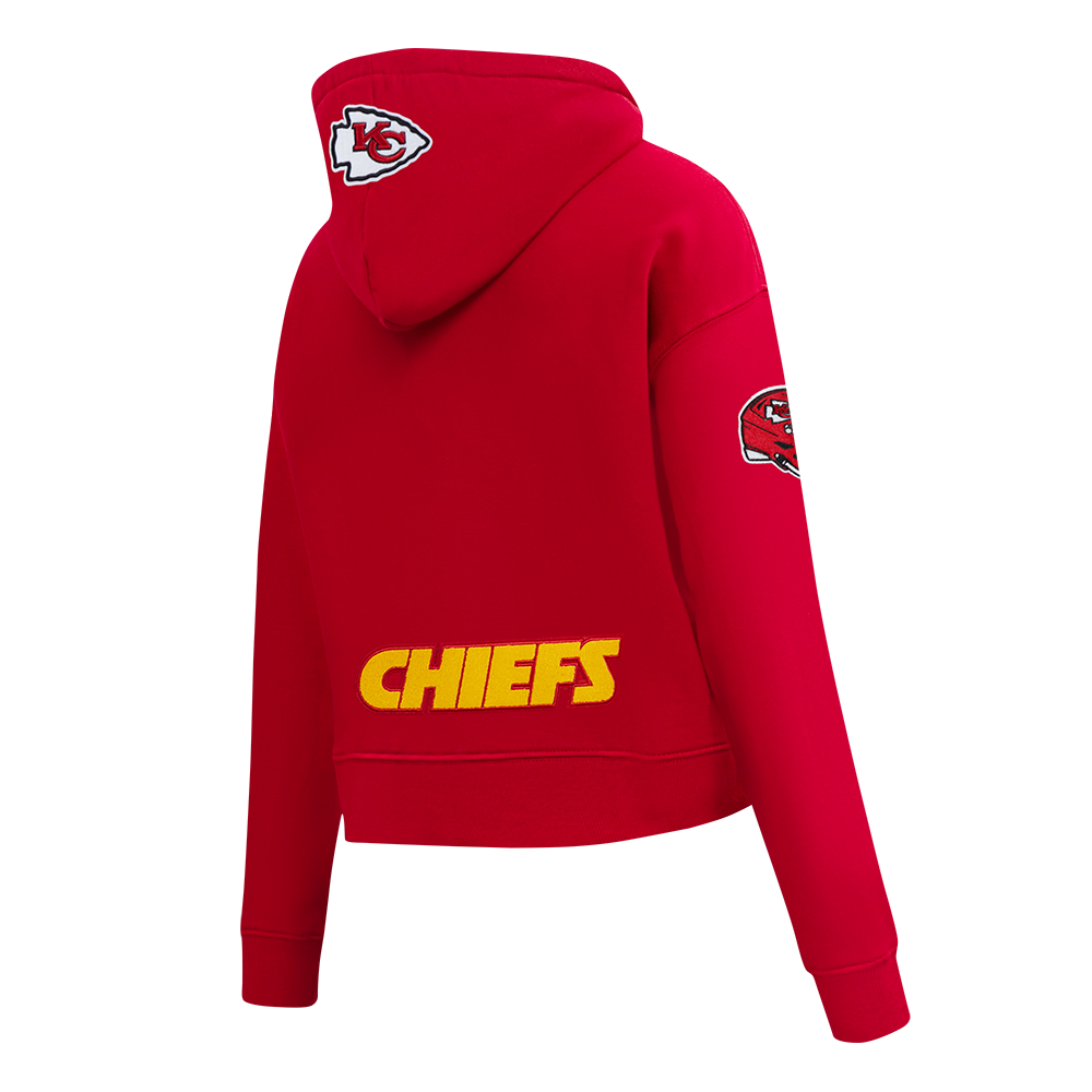 NFL KANSAS CITY CHIEFS PATRICK MAHOMES #15 CLASSIC PNN CHANDAIL À CAPUCHON COURT EN MOLLETON POUR FEMME (ROUGE)