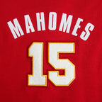 NFL KANSAS CITY CHIEFS PATRICK MAHOMES #15 CLASSIC PNN CHANDAIL À CAPUCHON COURT EN MOLLETON POUR FEMME (ROUGE)