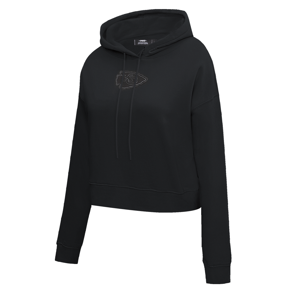 NFL KANSAS CITY CHIEFS NEUTRAL CROPPED WOMEN'S PULLOVER HOODIE (BLACK)