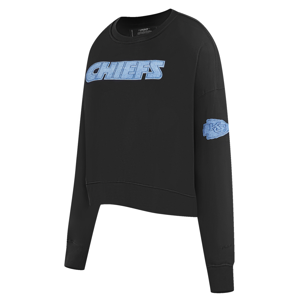 NFL KANSAS CITY CHIEFS VARSITY BLUES WOMEN'S CREWNECK (BLACK)