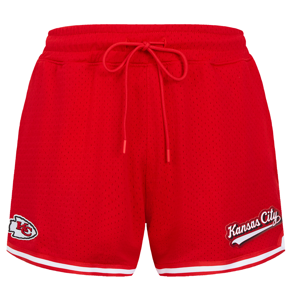 NFL KANSAS CITY CHIEFS SCRIPT TAIL WOMEN'S MESH TAPE SHORT (RED)