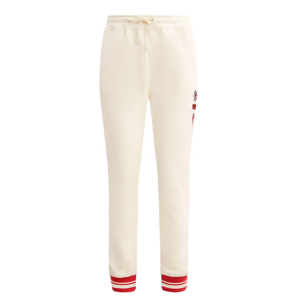 NFL KANSAS CITY CHIEFS RETRO CLASSIC WOMEN'S RIB SWEATPANT (EGGSHELL/ RED)