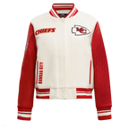 NFL KANSAS CITY CHIEFS RETRO CLASSIC WOMEN'S RIB WOOL VARSITY JACKET (EGGSHELL/ RED)